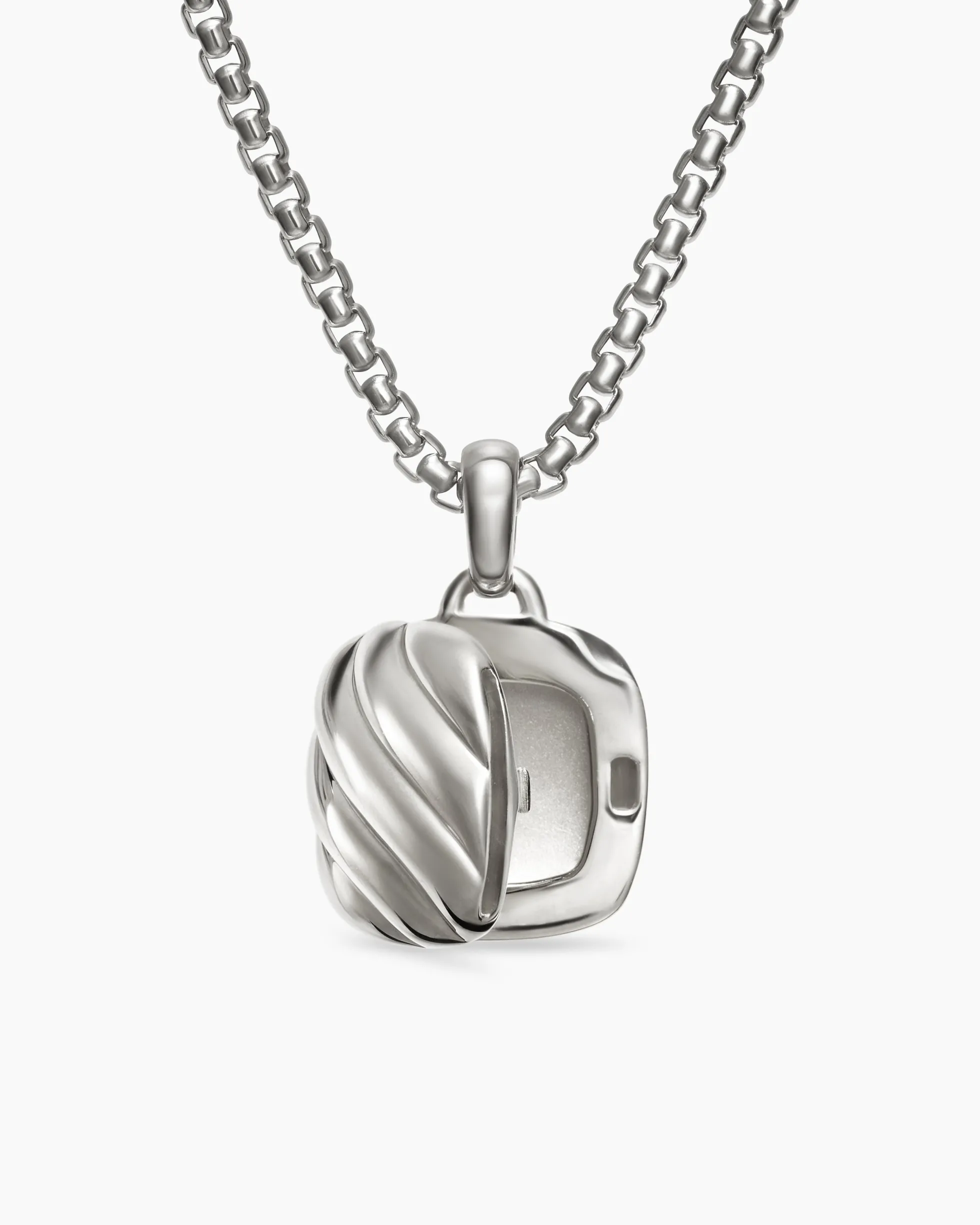Sculpted Cable Square Locket Sterling Silver, 14.5mm