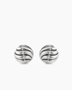 Sculpted Cable Stud Earrings Sterling Silver, 8mm