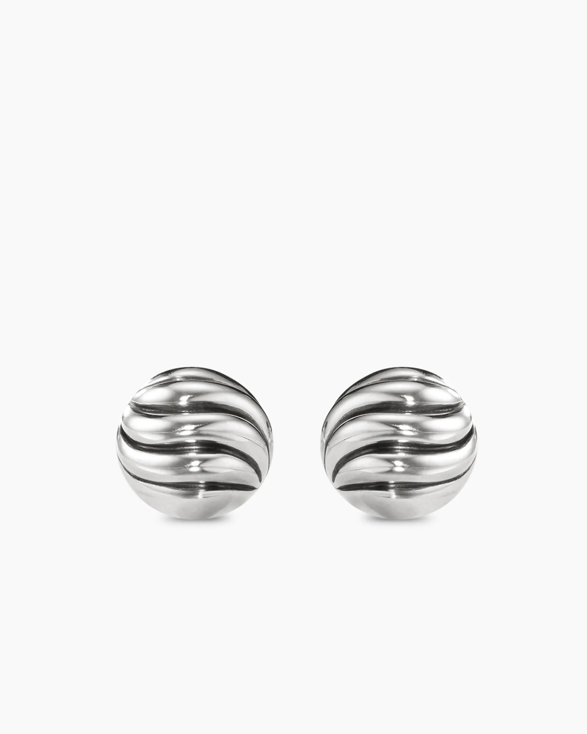 Sculpted Cable Stud Earrings Sterling Silver, 8mm