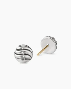 Sculpted Cable Stud Earrings Sterling Silver, 8mm