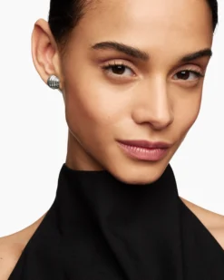 Sculpted Cable Stud Earrings Sterling Silver, 14mm