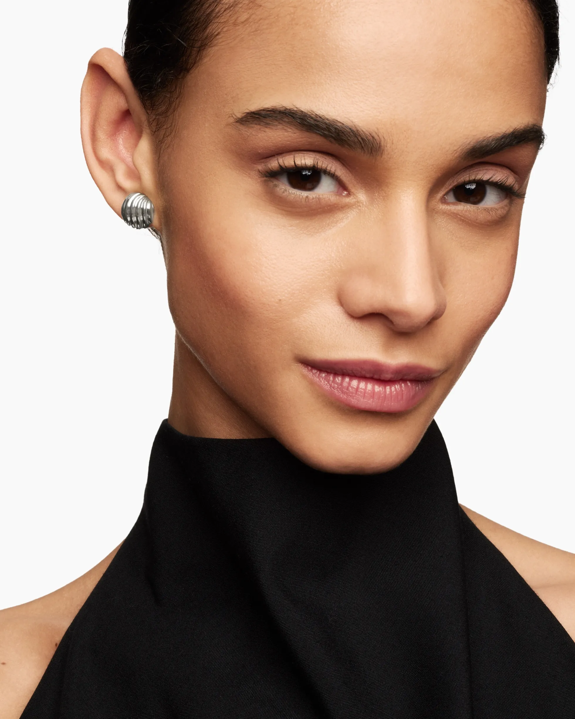 Sculpted Cable Stud Earrings Sterling Silver, 14mm