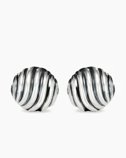 Sculpted Cable Stud Earrings Sterling Silver, 14mm