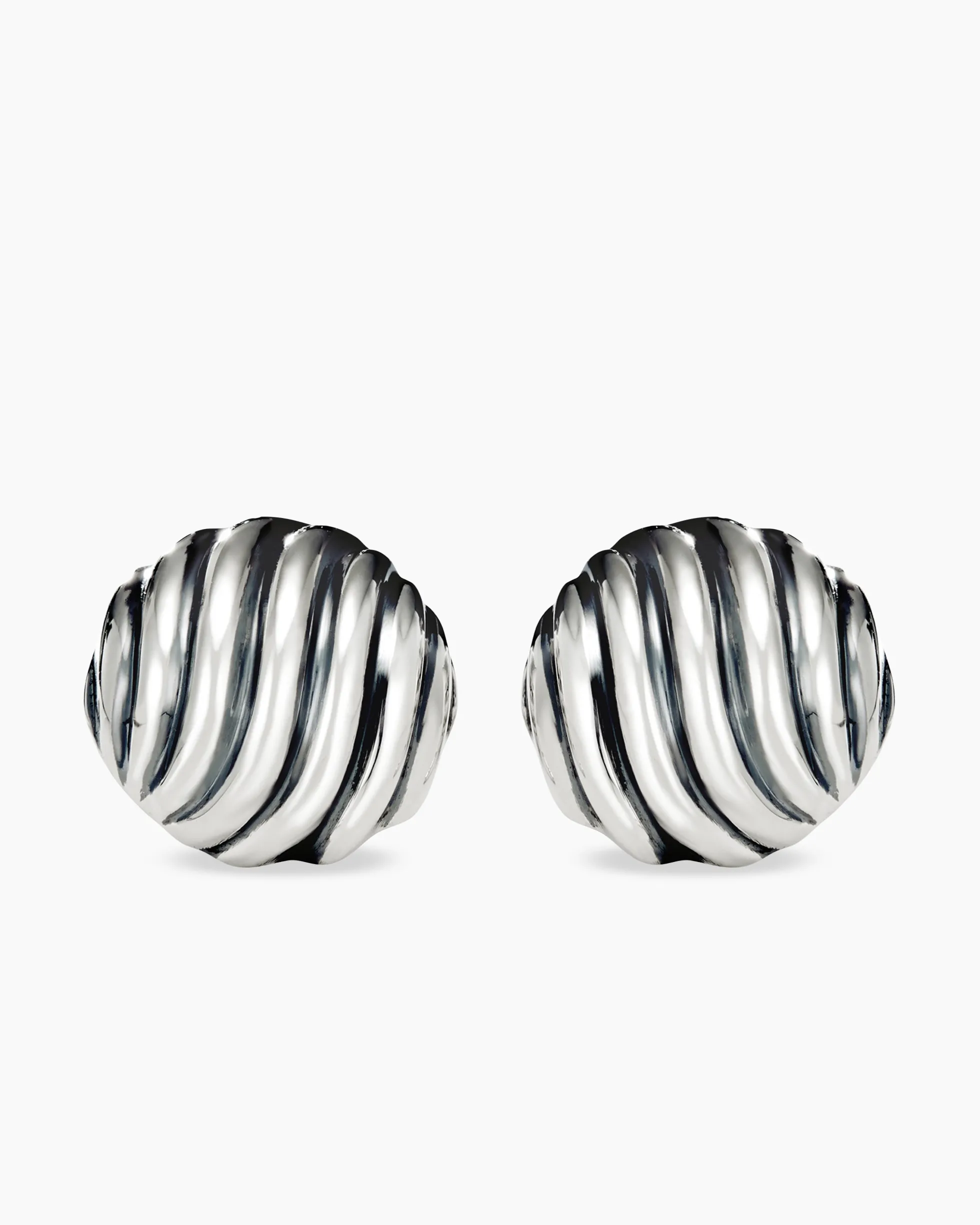 Sculpted Cable Stud Earrings Sterling Silver, 14mm