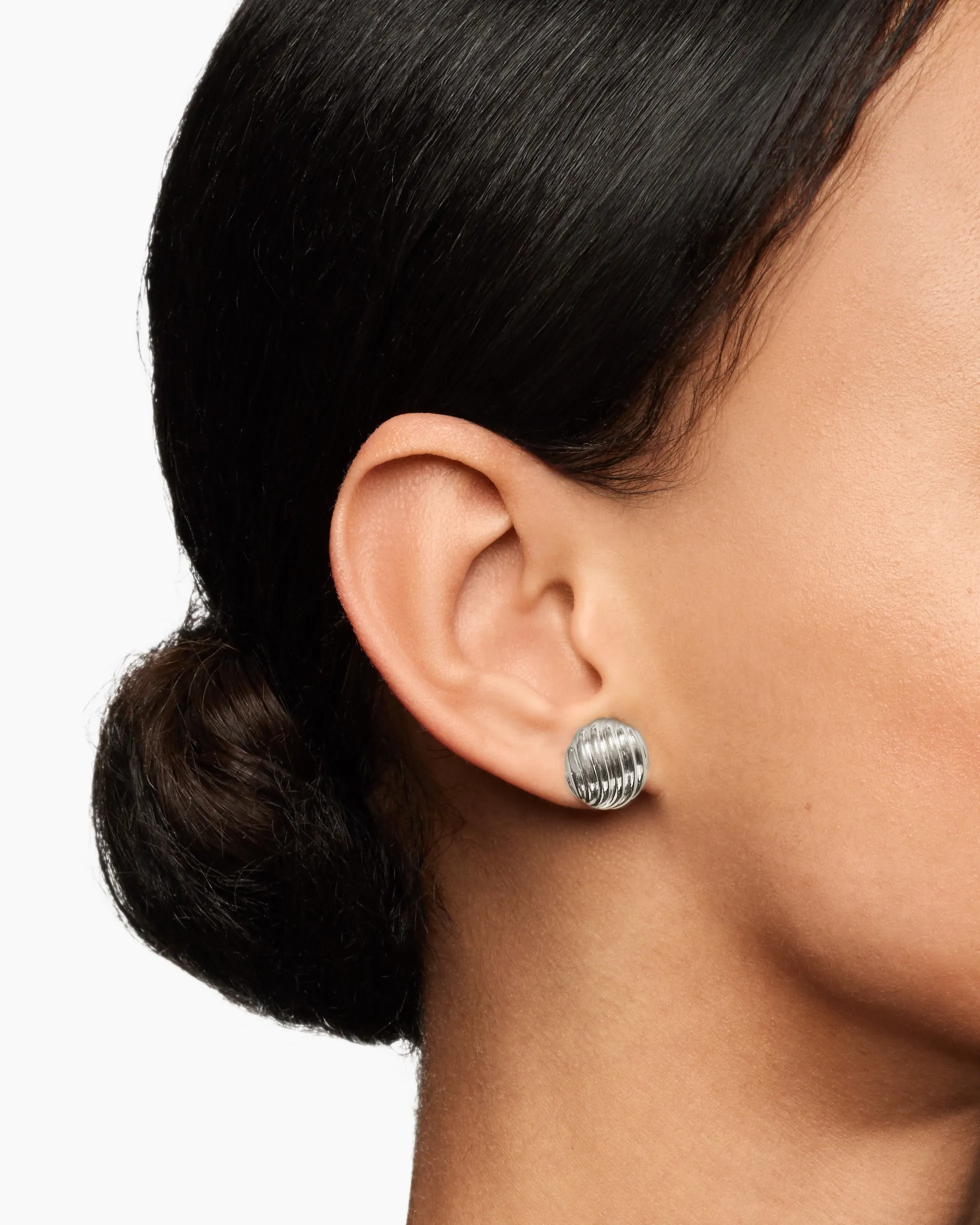 Sculpted Cable Stud Earrings Sterling Silver, 14mm