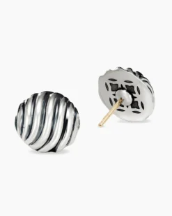 Sculpted Cable Stud Earrings Sterling Silver, 14mm