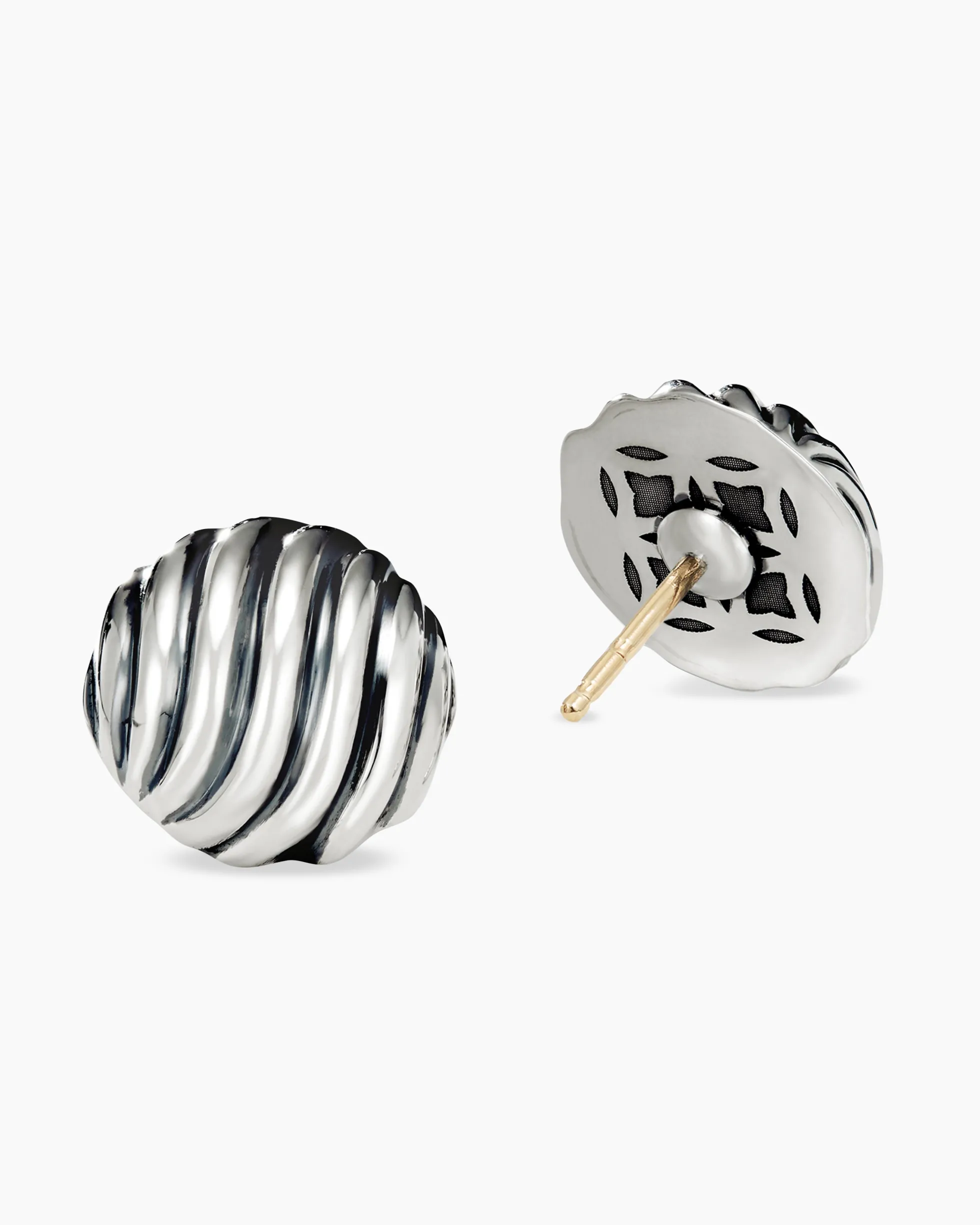 Sculpted Cable Stud Earrings Sterling Silver, 14mm
