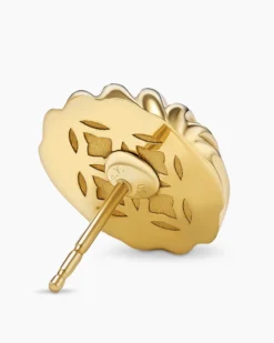 Sculpted Cable Stud Earrings 18K Yellow Gold, 14mm