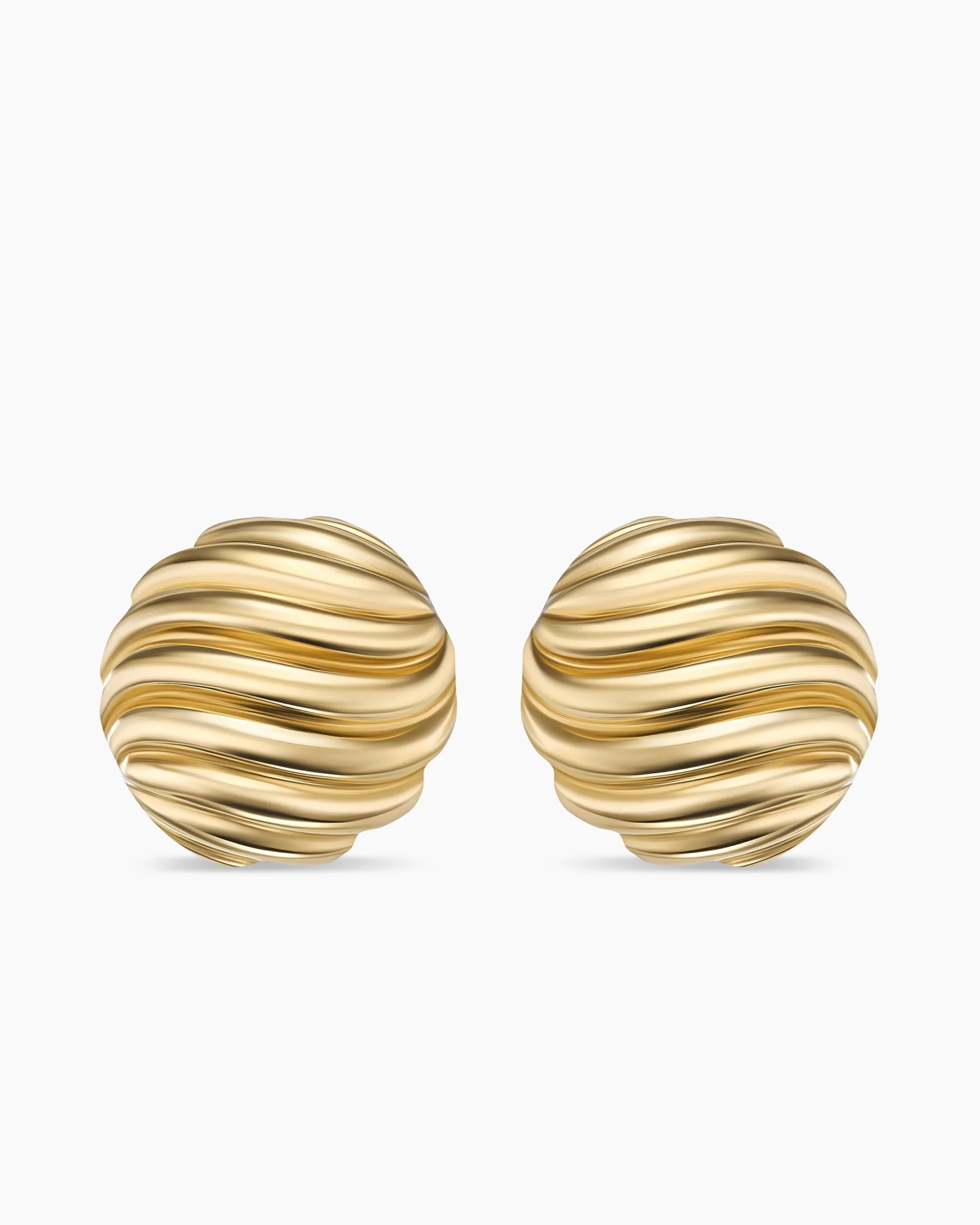 Sculpted Cable Stud Earrings 18K Yellow Gold, 14mm