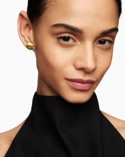 Sculpted Cable Stud Earrings 18K Yellow Gold, 14mm