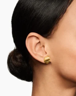 Sculpted Cable Stud Earrings 18K Yellow Gold, 14mm