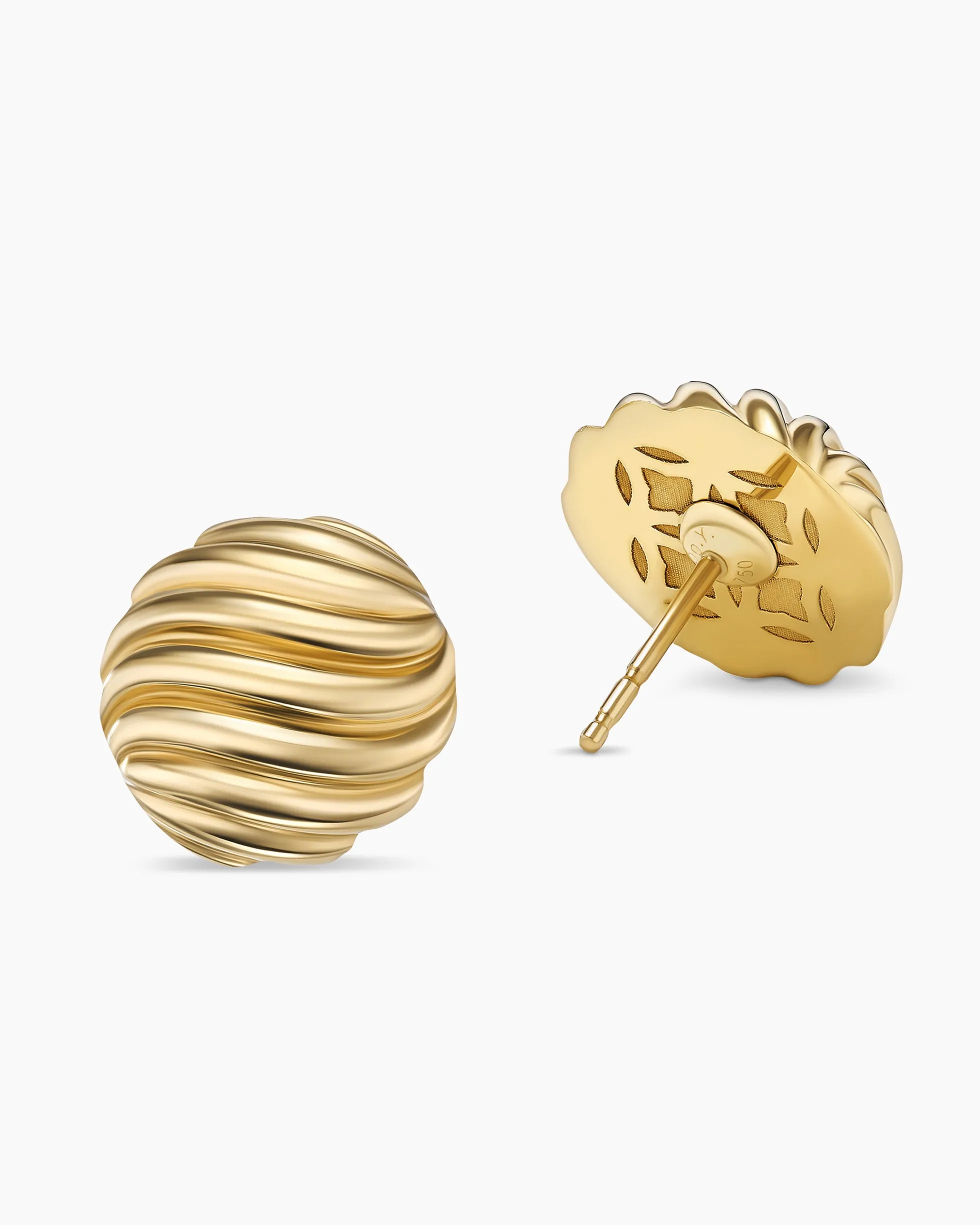 Sculpted Cable Stud Earrings 18K Yellow Gold, 14mm