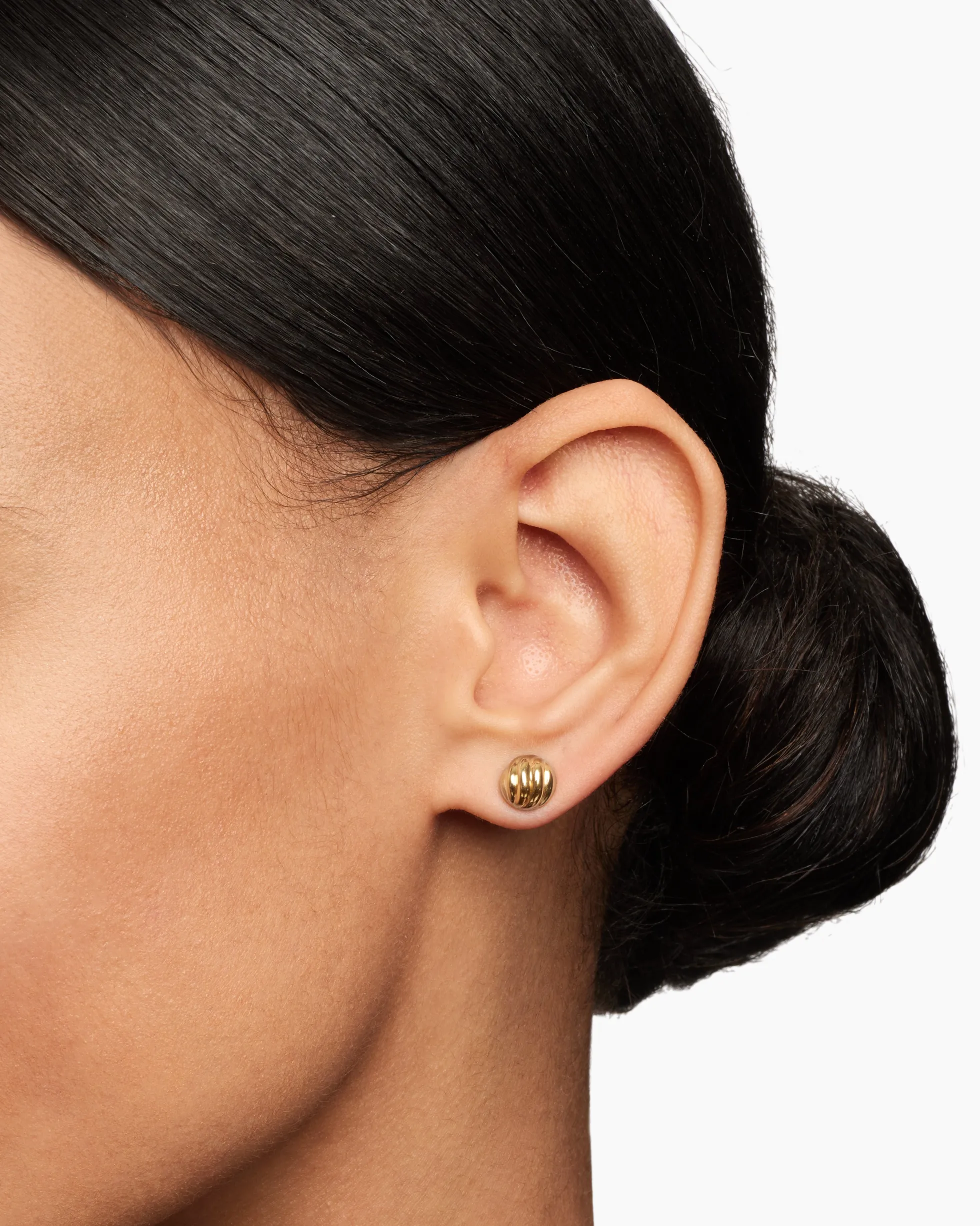 Sculpted Cable Stud Earrings 18K Yellow Gold, 8mm