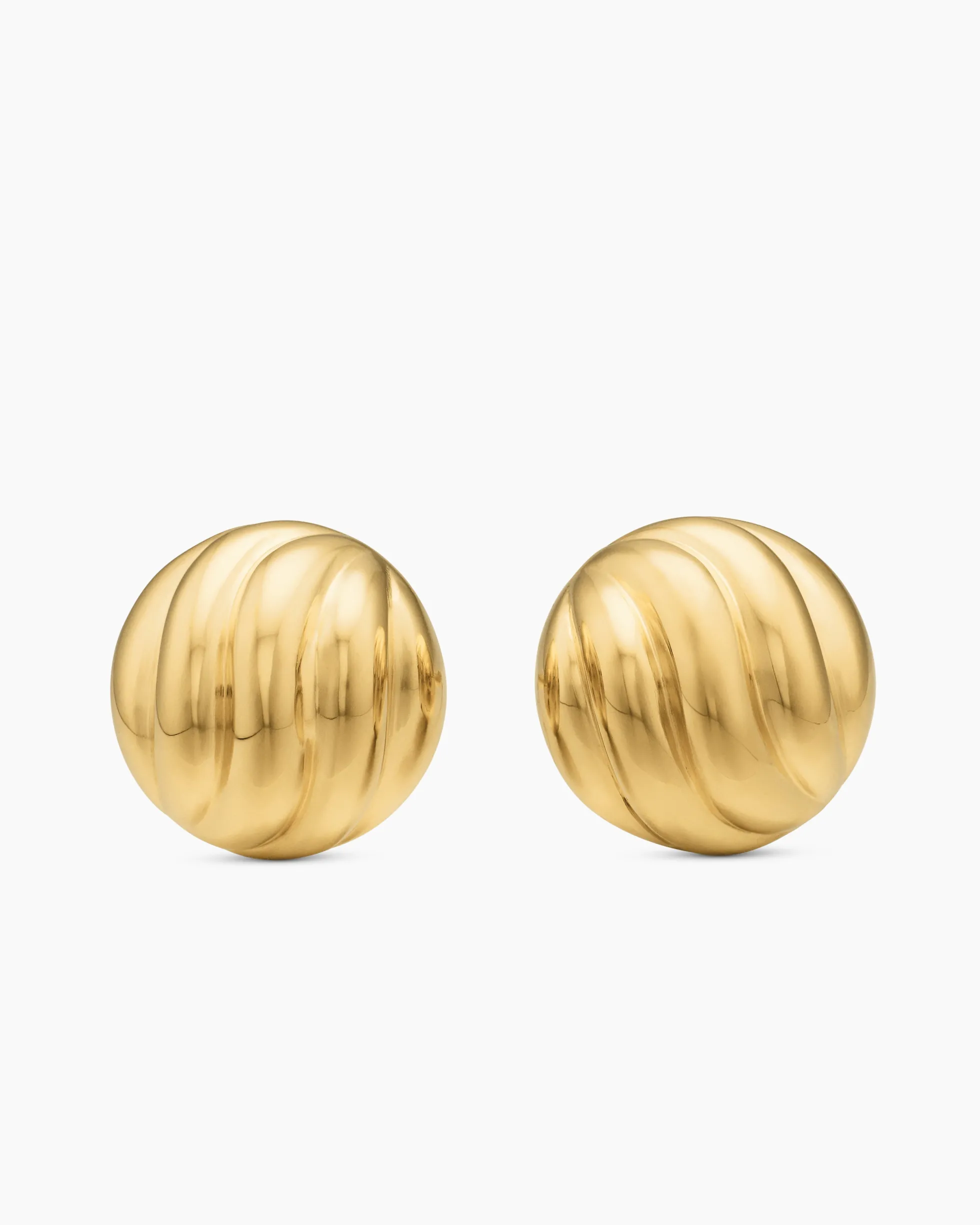 Sculpted Cable Stud Earrings 18K Yellow Gold, 8mm