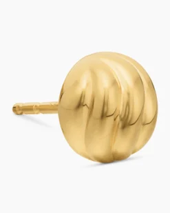 Sculpted Cable Stud Earrings 18K Yellow Gold, 8mm