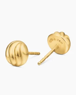 Sculpted Cable Stud Earrings 18K Yellow Gold, 8mm