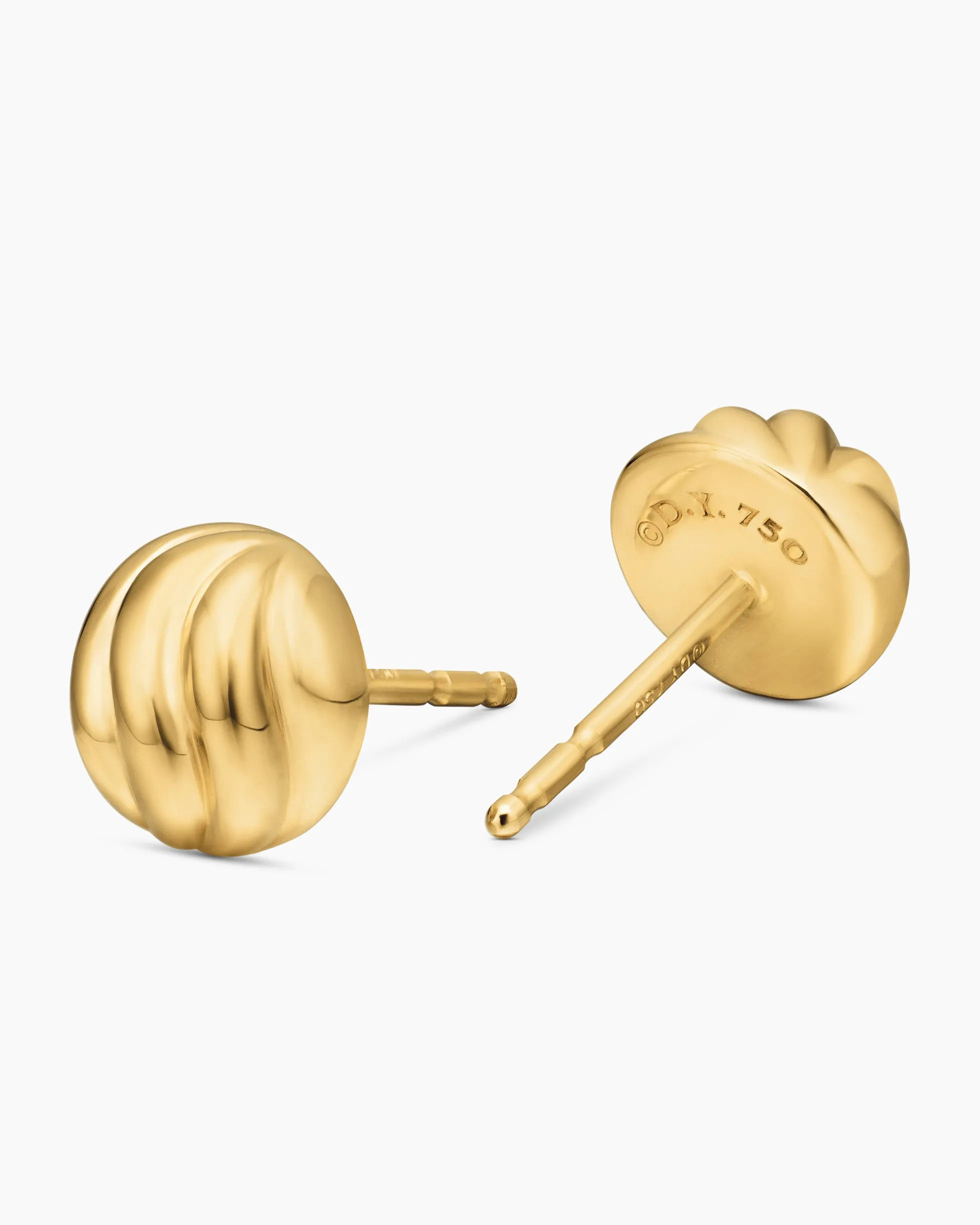 Sculpted Cable Stud Earrings 18K Yellow Gold, 8mm