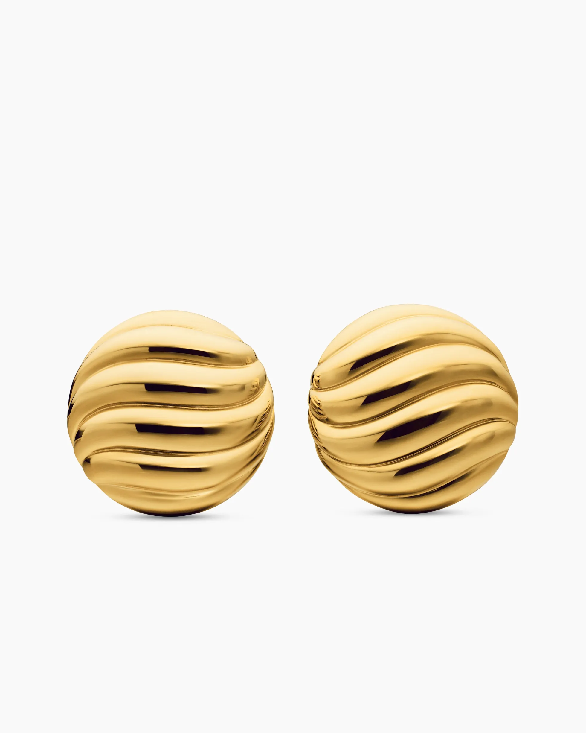Sculpted Cable Stud Earrings 18K Yellow Gold, 20mm