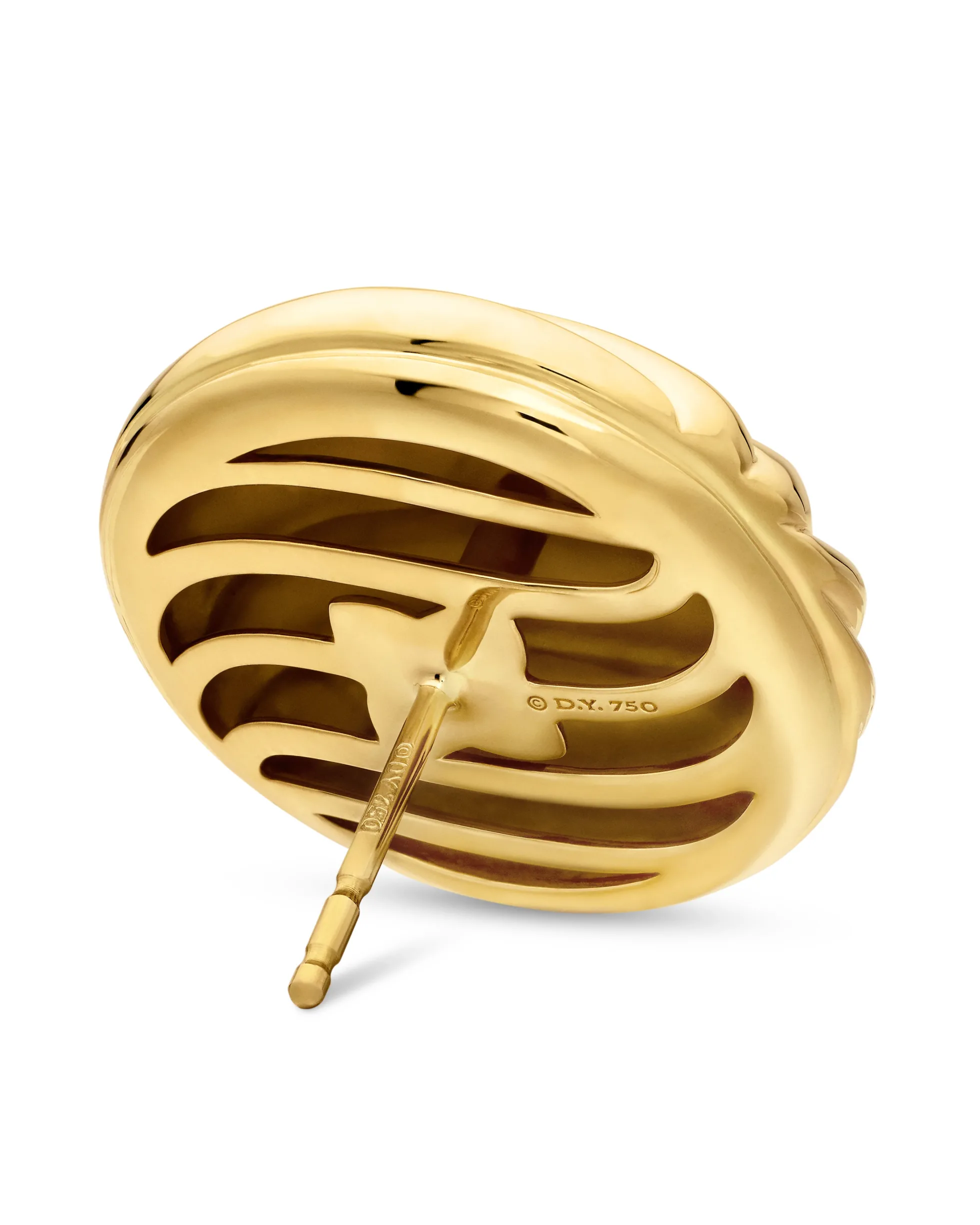 Sculpted Cable Stud Earrings 18K Yellow Gold, 20mm