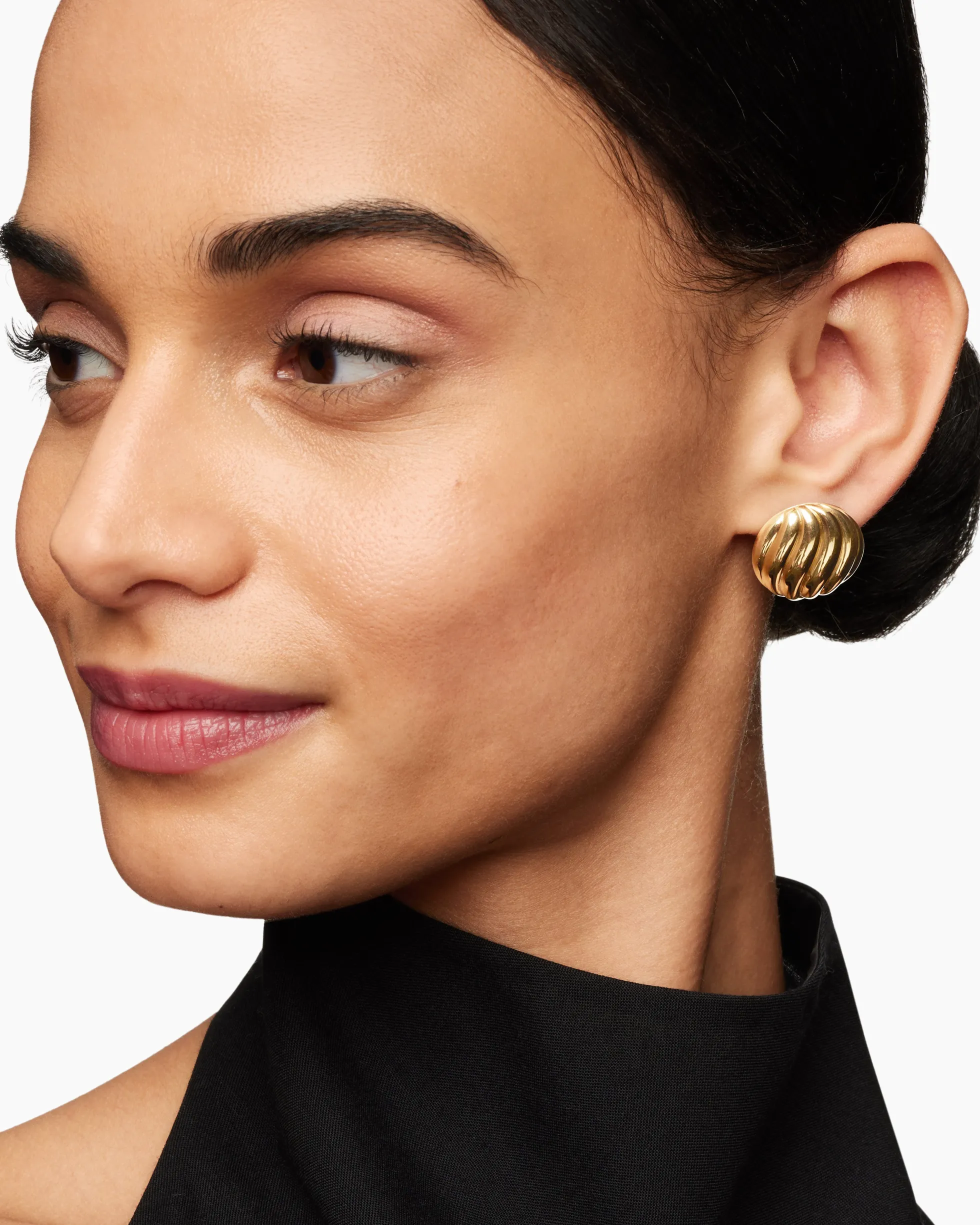Sculpted Cable Stud Earrings 18K Yellow Gold, 20mm