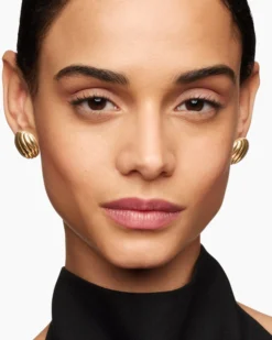 Sculpted Cable Stud Earrings 18K Yellow Gold, 20mm