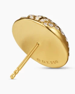 Sculpted Cable Stud Earrings 18K Yellow Gold with Diamonds, 14mm