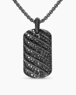 Sculpted Cable Tag Black Titanium with Black Diamonds, 35mm