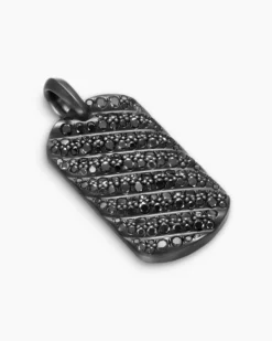 Sculpted Cable Tag Black Titanium with Black Diamonds, 35mm