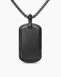 Sculpted Cable Tag Black Titanium with Black Diamonds, 35mm