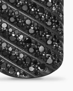 Sculpted Cable Tag Black Titanium with Black Diamonds, 27mm