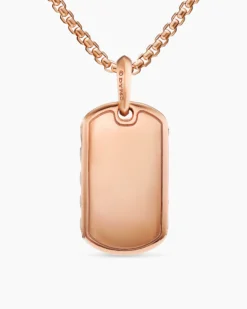 Sculpted Cable Tag 18K Rose Gold with Cognac Diamonds, 35mm