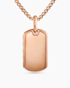 Sculpted Cable Tag 18K Rose Gold with Cognac Diamonds, 27mm