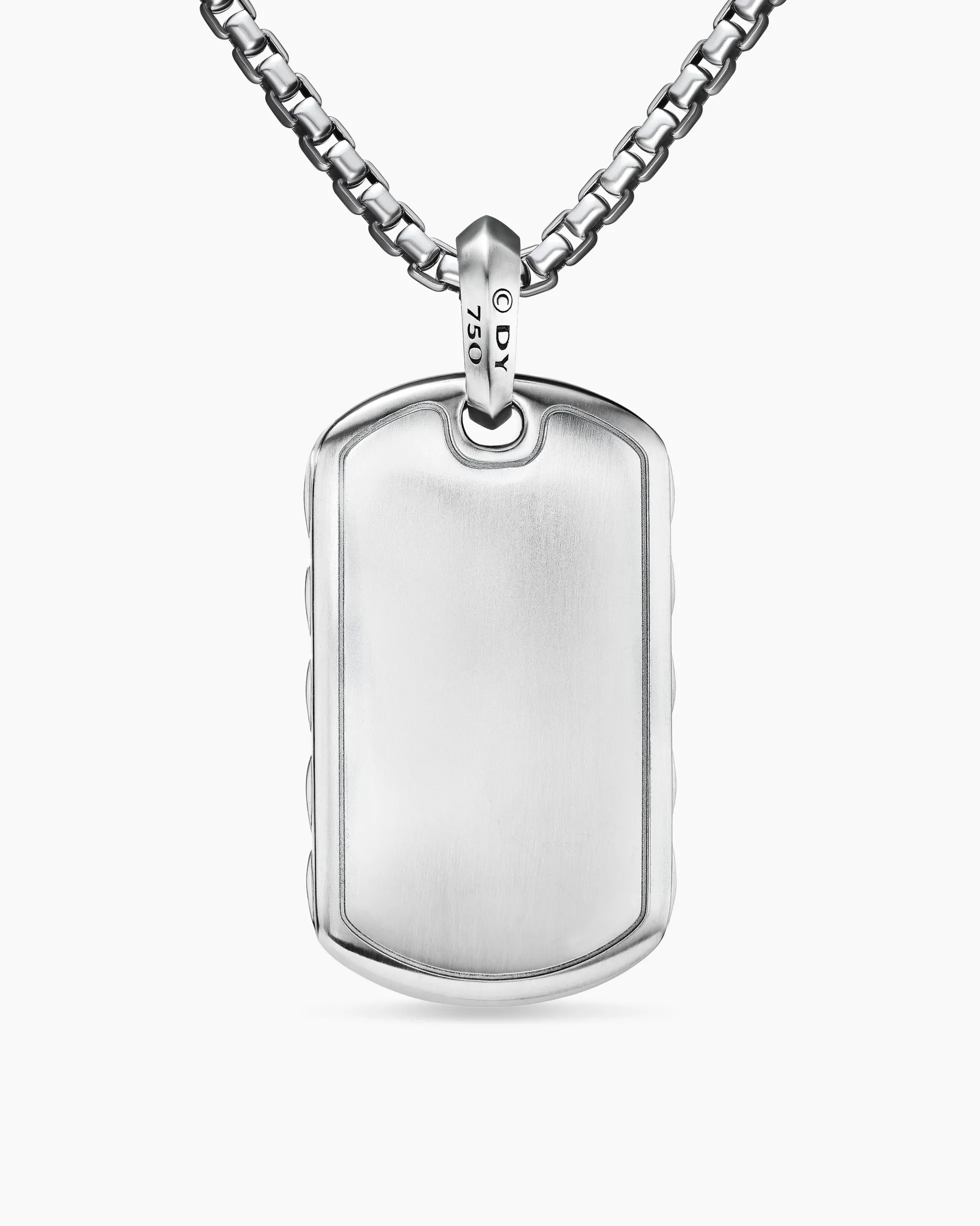 Sculpted Cable Tag 18K White Gold with Diamonds, 27mm