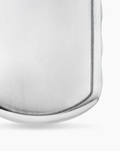 Sculpted Cable Tag 18K White Gold with Diamonds, 27mm