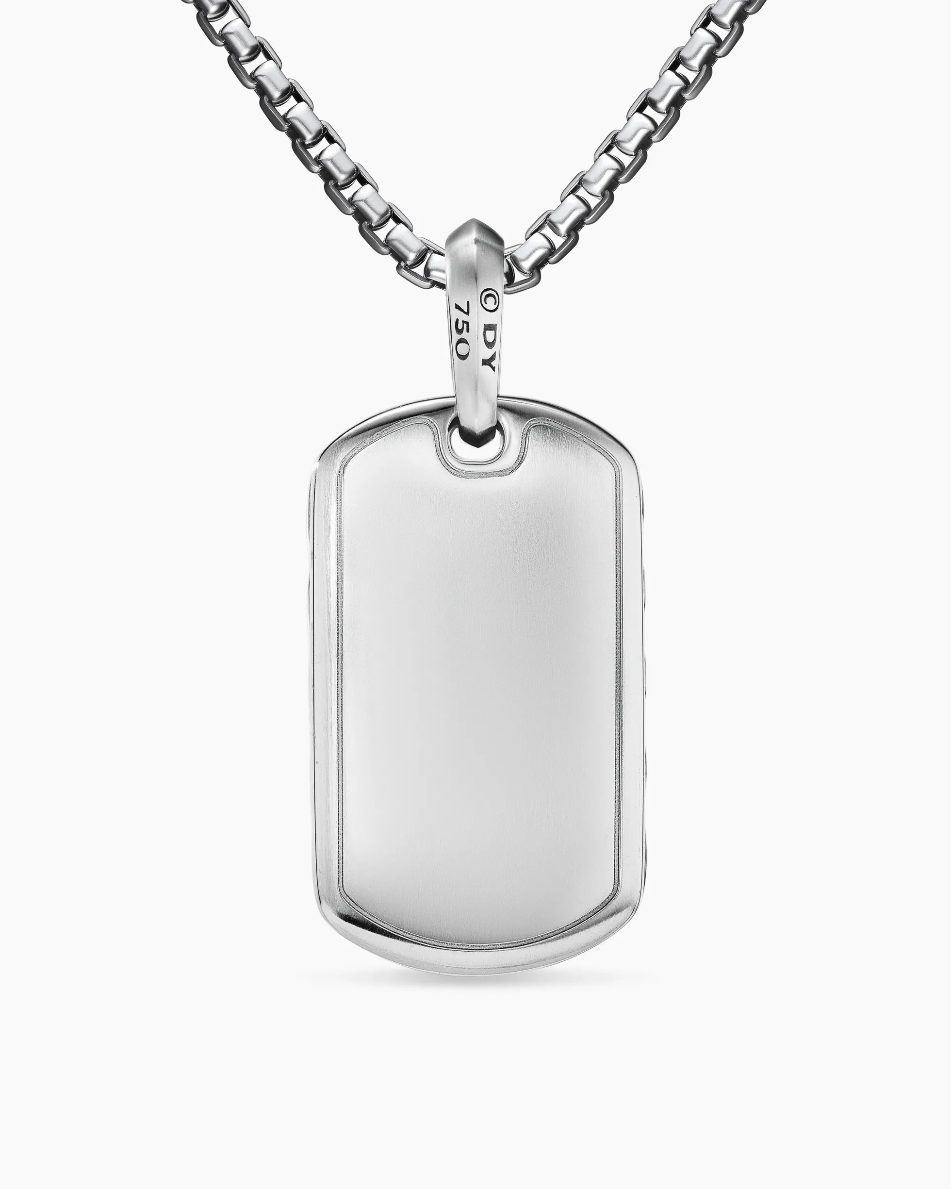 Sculpted Cable Tag 18K White Gold with Diamonds, 35mm