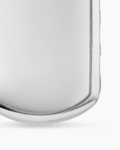 Sculpted Cable Tag 18K White Gold with Diamonds, 35mm