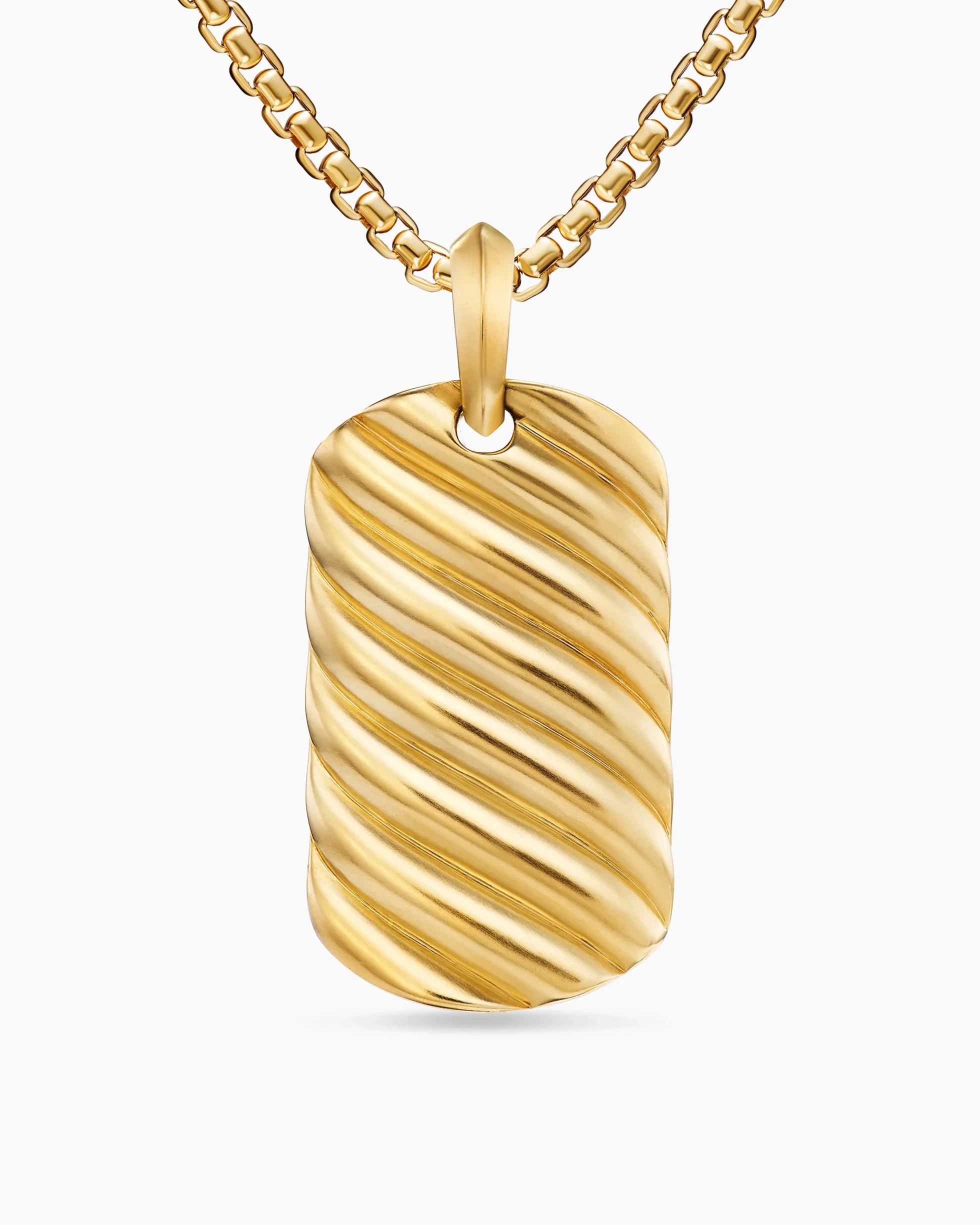 Sculpted Cable Tag 18K Yellow Gold, 35mm