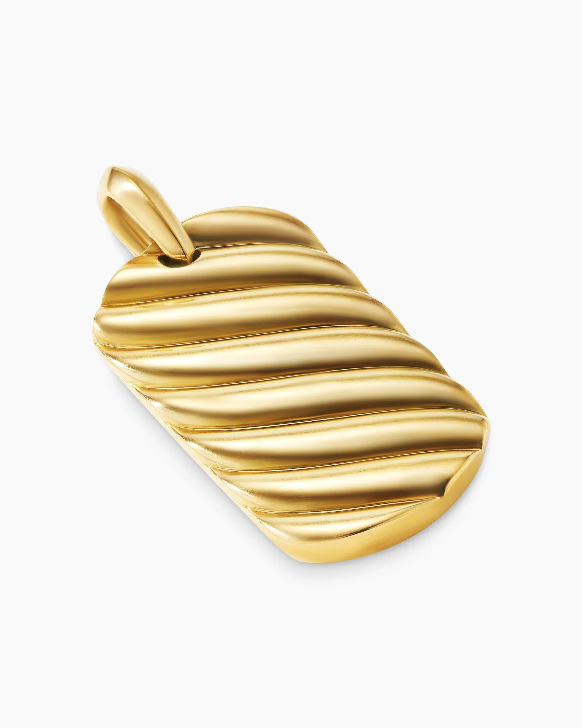 Sculpted Cable Tag 18K Yellow Gold, 35mm