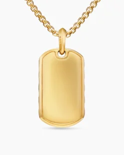 Sculpted Cable Tag 18K Yellow Gold, 35mm