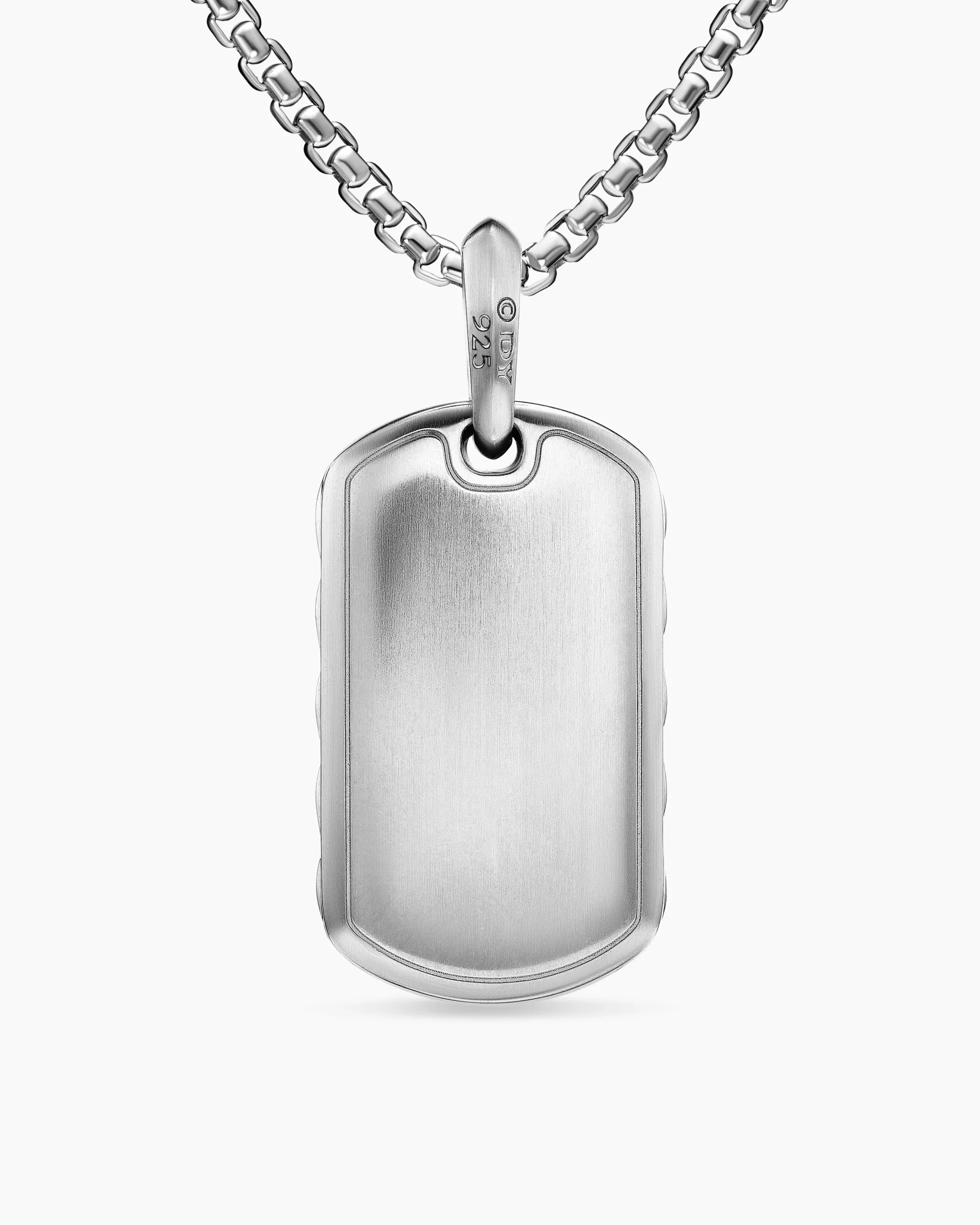 Sculpted Cable Tag Sterling Silver with Diamonds, 27mm
