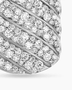 Sculpted Cable Tag Sterling Silver with Diamonds, 27mm