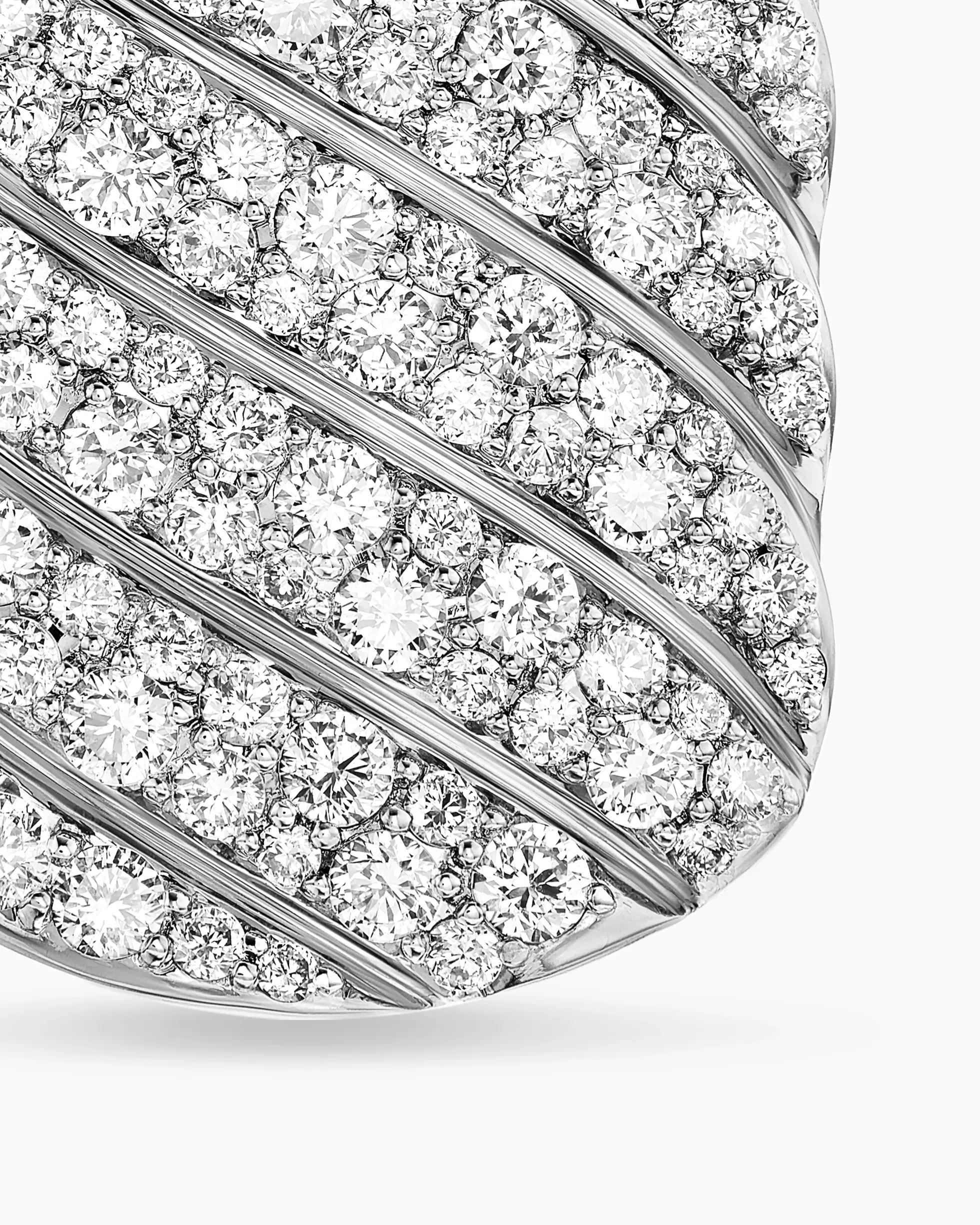Sculpted Cable Tag Sterling Silver with Diamonds, 27mm