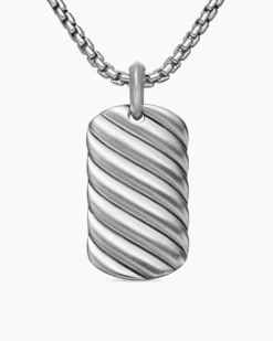 Sculpted Cable Tag Sterling Silver, 35mm