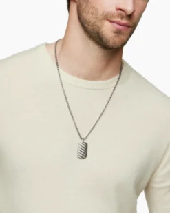 Sculpted Cable Tag Sterling Silver, 35mm