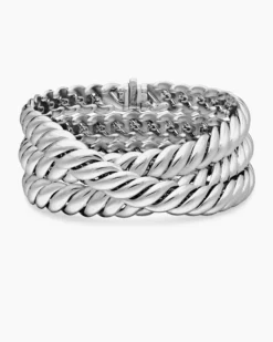 Sculpted Cable Triple Wrap Bracelet Sterling Silver, 8.5mm