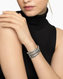 Sculpted Cable Triple Wrap Bracelet Sterling Silver, 8.5mm