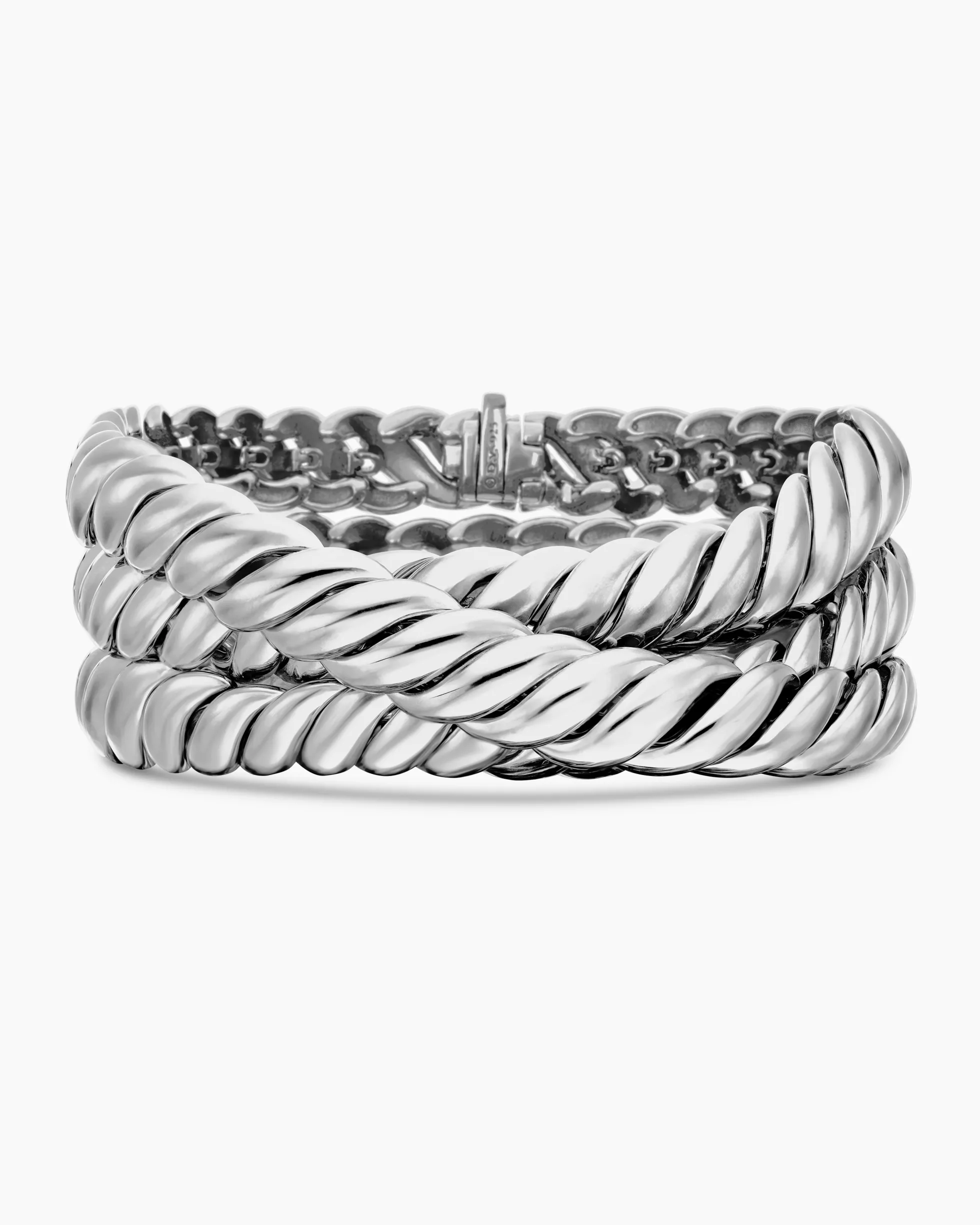 Sculpted Cable Triple Wrap Bracelet Sterling Silver, 8.5mm