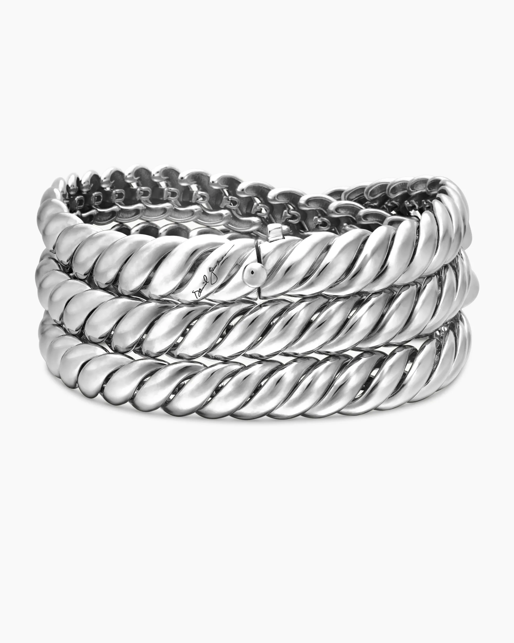 Sculpted Cable Triple Wrap Bracelet Sterling Silver, 8.5mm