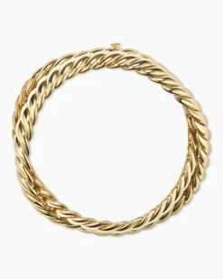 Sculpted Cable Triple Wrap Bracelet 18K Yellow Gold, 8.5mm