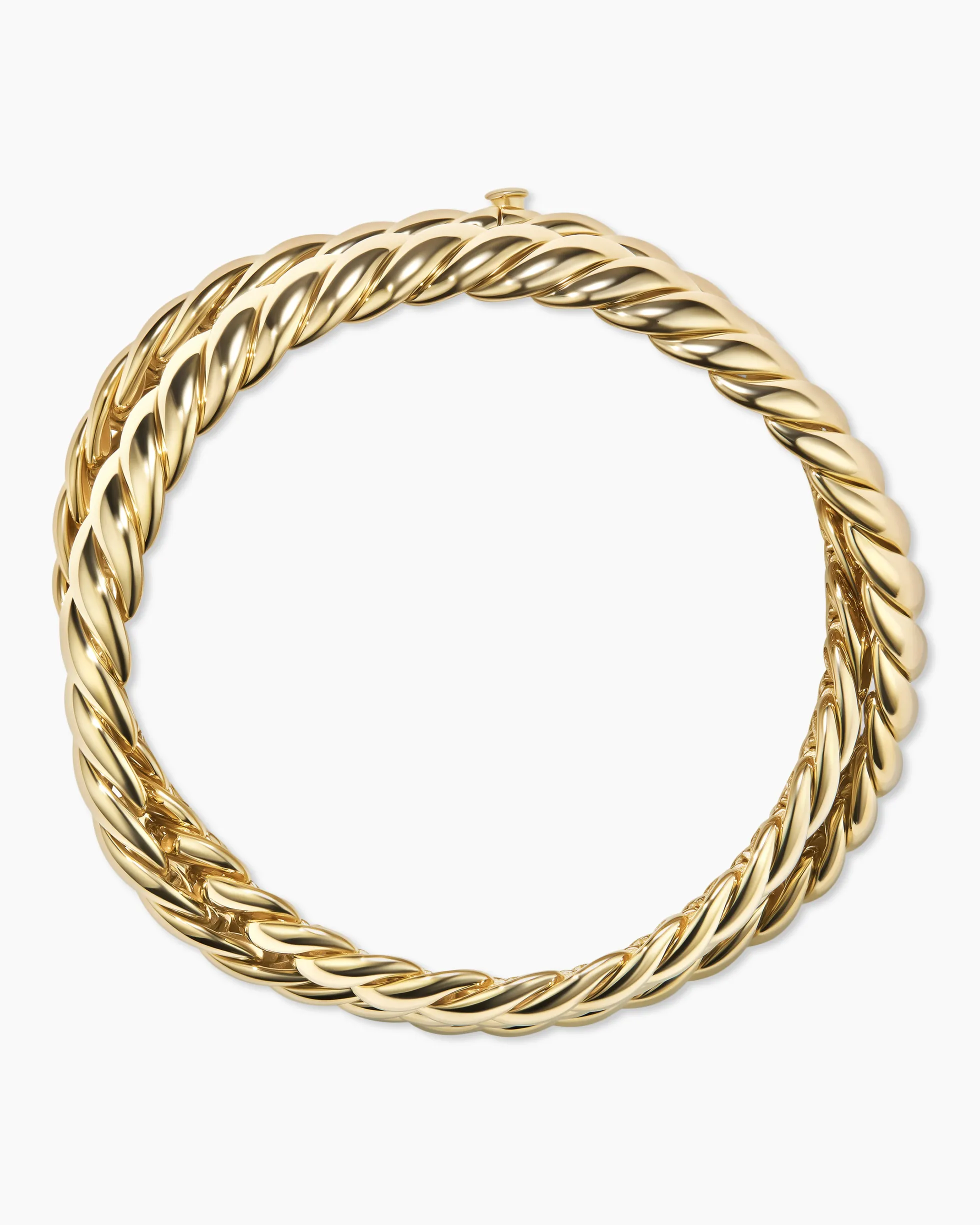 Sculpted Cable Triple Wrap Bracelet 18K Yellow Gold, 8.5mm